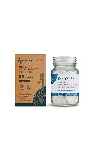 Georganics Tablete de pastă de dinți, Mentă engleză, 120 de tablete