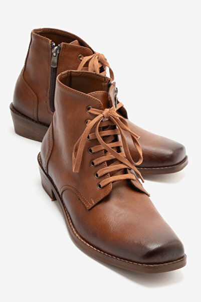 by selvi Lukka Shoes Molin Men's Tan Faux Leather Cowboy Dallas Western Lace-...