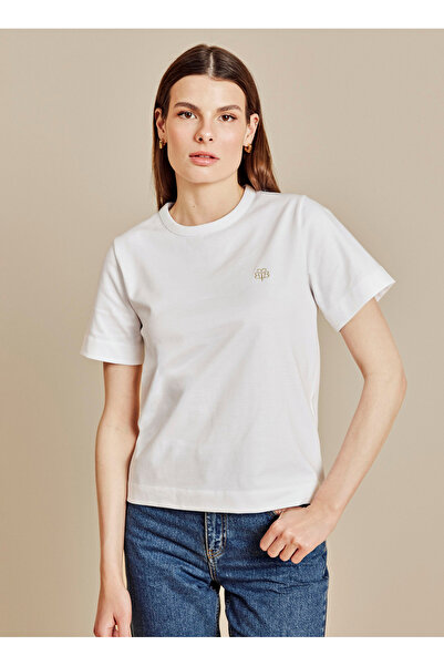 BROOKS BROTHERS Beyaz Kadın T-Shirt BBSS26FTS004