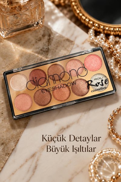 Generic Brand Rose Cosmetics Diamond 10-Piece Eyeshadow Palette – Shimmering and Matte Shades, Multi-Color Shadow Palette