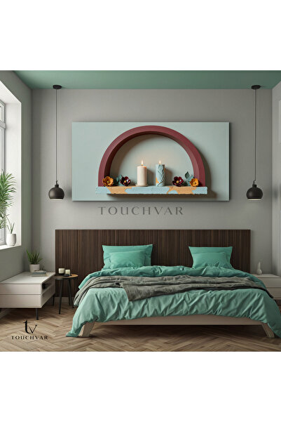 TOUCHVAR Yatay Panoramik Kanvas Tablo Mum Çiçek Çiçek Tablosu Ev Ofis Duvar D...