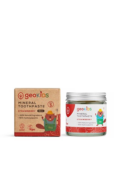 Georganics Pastă de dinți minerală pentru copii, fără fluor, cu căpșuni, 60 ml