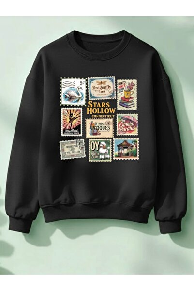 Vordevia Stars Hollow Gilmore Girls Βαμβακερό φούτερ με στάμπα, 3 κλωστές, με...