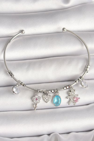 Lovesta Home Brass Silver Color Dangle Zircon Stone Teddy Bear Figure Flower ...