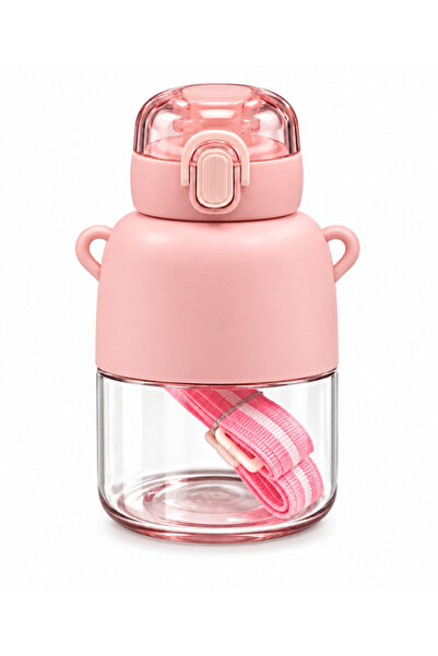 TOY LAND Kids Water Bottle with Cute Bear & Flower Design, Built-In Straw, Le...