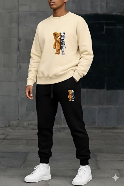 x-compass life Unisex Winter Sweatshirt Two Threaded Tracksuit Set Oversize C...