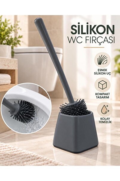 Silikon Uçlu Tuvalet Fırçası Seti Tuvalet Wc ve Klozet Temizleme Fırçası