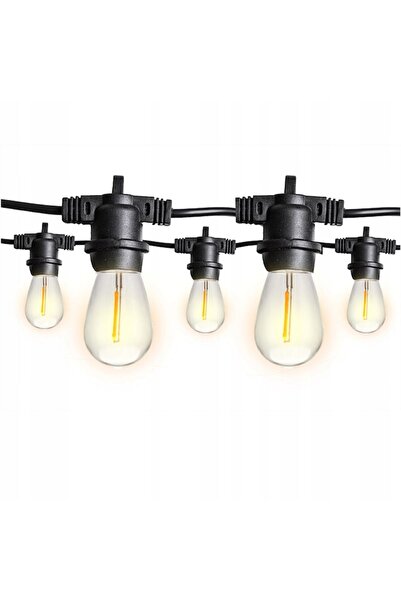 OEM Ghirlandă LED 20m, 40 becuri E27, 1W, 2700K, IP44, negru