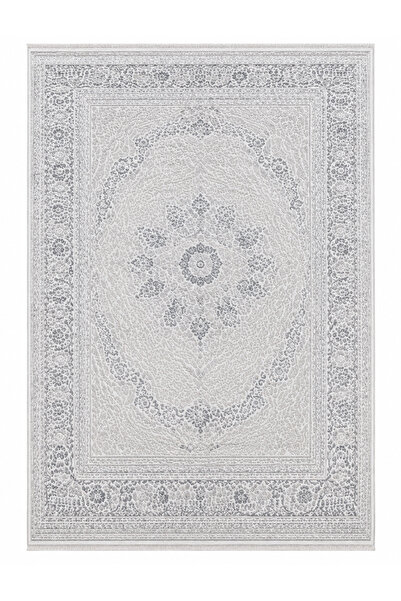 meyka 12988A Gri Klasik Madalyon Desenli Salon Halısı