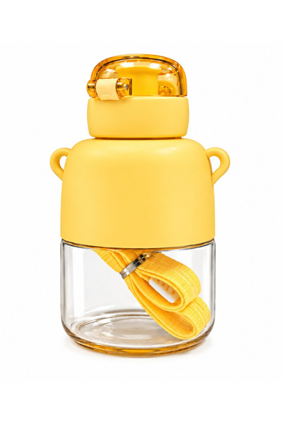 TOY LAND Kids Water Bottle with Cute Bear & Flower Design, Built-In Straw, Le...
