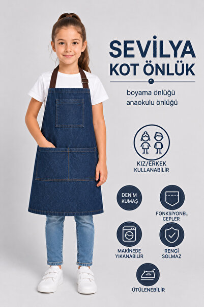 sevilya Children's Denim Kitchen Apron Painting Apron Art Apron Kindergarten ...