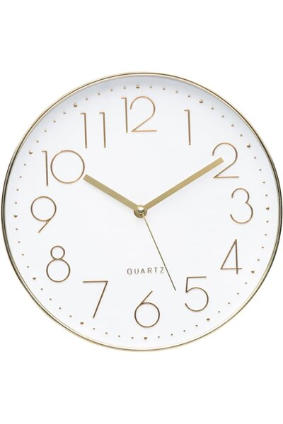 Om ACCSHINE 20cm Wall Clock, Silent, Non-Ticking, Gold - Quartz, Batteries