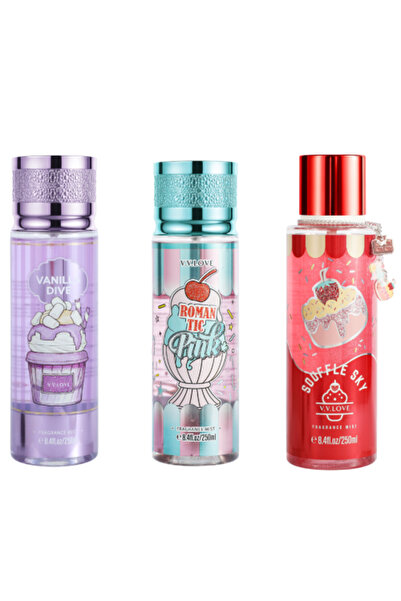 Lovme Touch V.V.LOVE Sweet Fantasy Body Mist Set – Ice Cream, Cupcake, and Va...