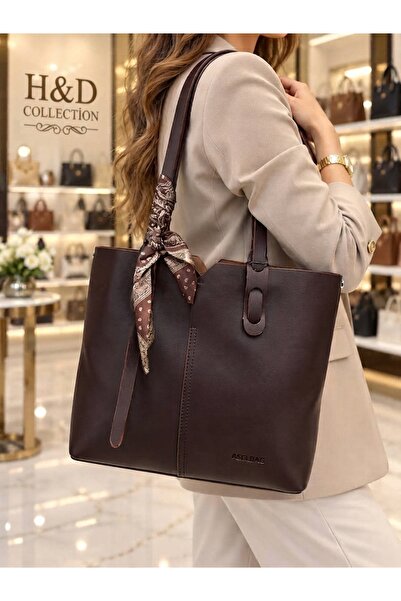 H&D COLLECTİON حقيبة كتف نسائية من الجلد الصناعي بتفاصيل وشاح مربعة الشكل