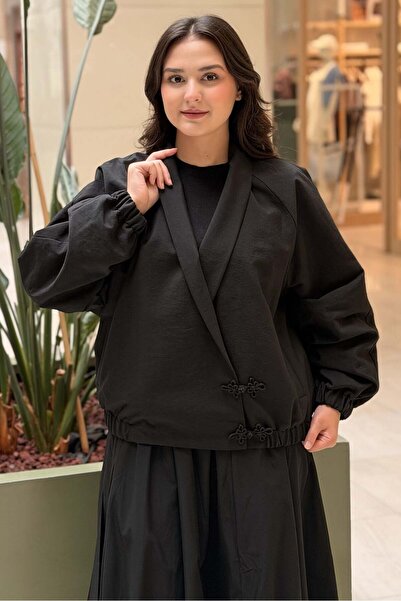 Ghisa V-Neck Front Ribbon Buttoned Jacket