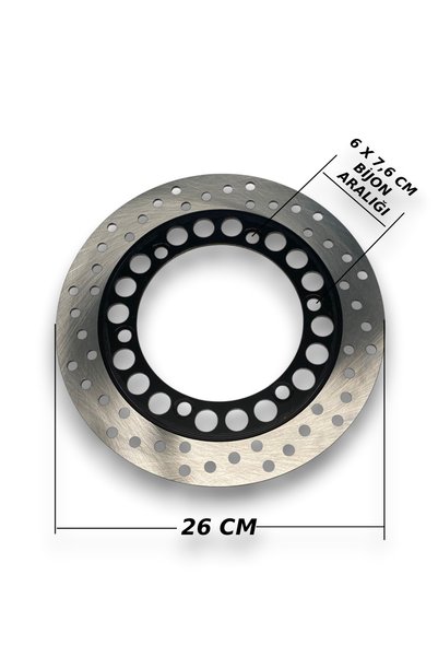 MotoLifenCoffee 3 TEKER KASALI 16 JANT ÖN FREN DİSK ÇEMBERİ 26 CM