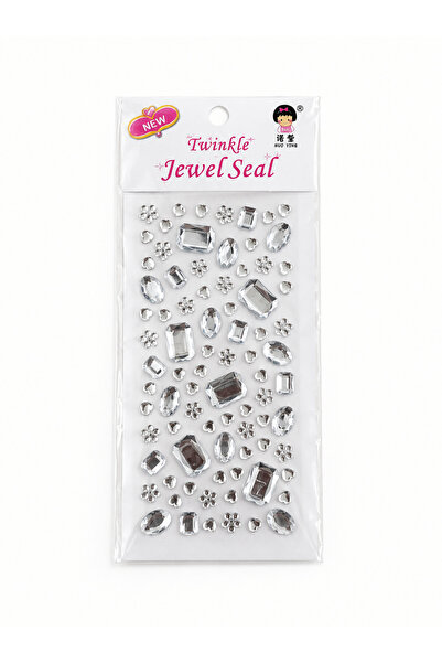 venti design Beyaz Büyük Kare Yüz-Saç-Vücut Bedazzle Sticker Set