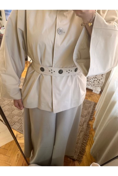 MODA S&S BZLİNE Kemer detaylı dik yaka trençkot