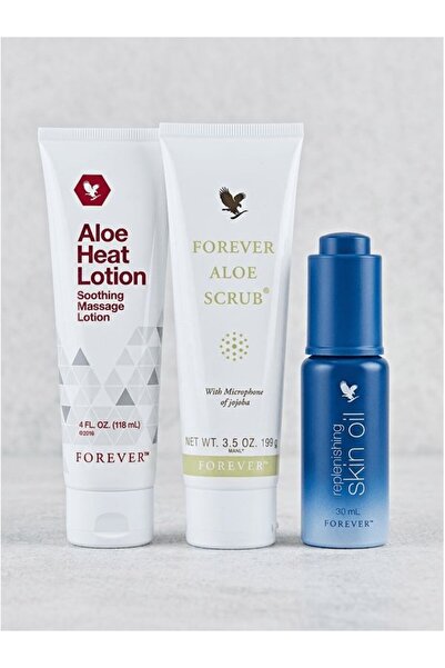 Forever Aloe Heat Lotion & Replenishing Skin Oil & Aloe Scrub