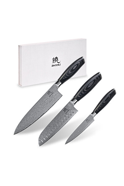 Shiori Set de 3 Kuro Mur? + Santoku + Sifu - un set de trei cuțite din oțel D...