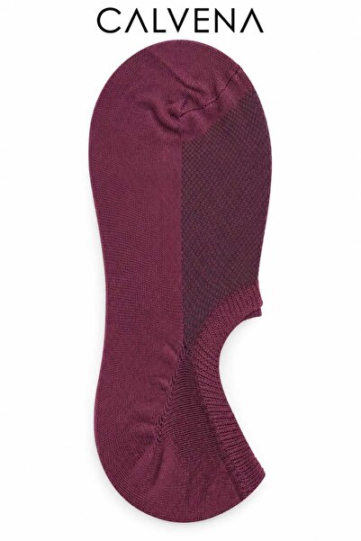 Calvena Women's 6 Pairs Burgundy Lilac Bamboo Seamless Invisible Ballerina Socks