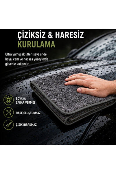 Vizyon Park Mikrofiber Tank Bezi - Süper Emici Araç Kurulama Havlusu - Araba Temizlik Yıkama ve Oto Kurulama Havlusu | 50x70 Cm