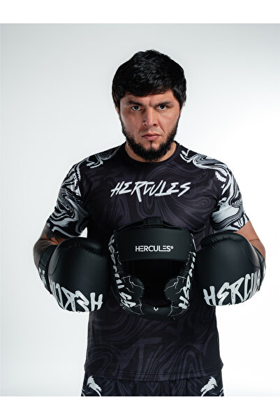 HERCULES Fight Gear Kafa Koruyucu - Siyah Beyaz şimşekli - Boks, MMA, Kickbok...