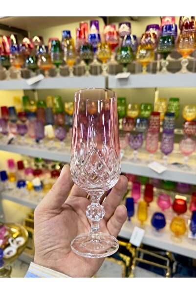 Vakıf home Bohemia Kristal Tekli El İşi Kahve Yanı Su Bardağı Renkli 180 ml 1...