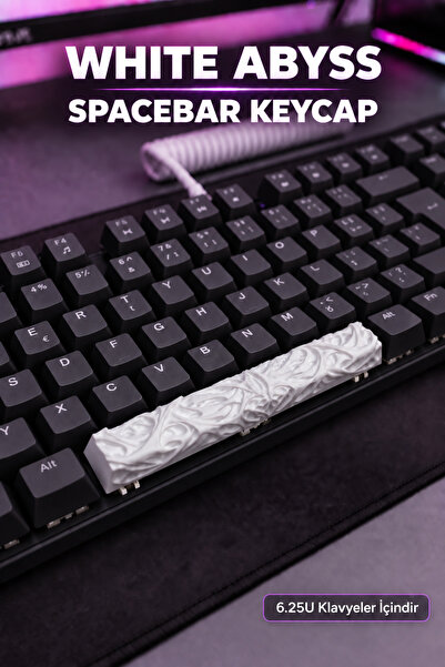 Makerpax White Abyss 6.25U Spacebar Keycap - Cherry MX Uyumlu Mekanik Klavye Boşluk Tuşu