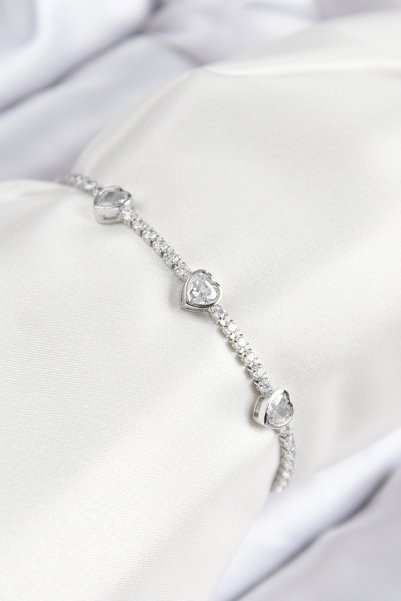 Lovesta Home Brass Zircon Stone Row Heart Model Silver Color Elevator Women's...