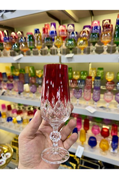 Vakıf home Bohemia Kristal Tekli El İşi Kahve Yanı Su Bardağı Renkli 180 ml 1...