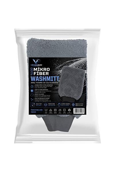 Vizyon Park WashMitt Mikrofiber Araç Yıkama ve Cila Eldiveni – Mikrofiber Yapı, Yoğun Köpük, Yumuşak Doku, Jant Cam ve Kaporta Temizliği