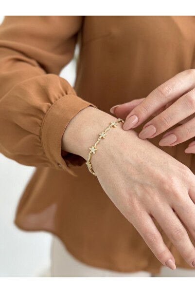 ILSA Stone Star Patterned Chain Bracelet