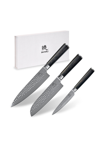 Shiori Set de 3 Kuri Mur? + Santoku + Sifu - un set de trei cuțite din oțel D...