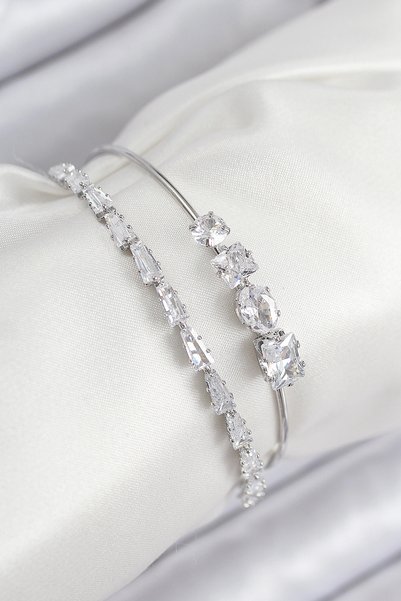 Lovesta Home Brass Zircon Stone Waterway Model Silver Color Women's Bracelet ...