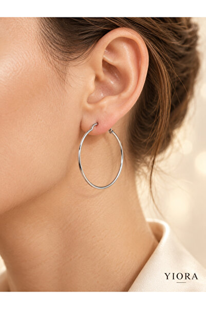 yiora Women's 316L Stainless Steel Silver Color Thin Large Hoop Earrings 4cm ...