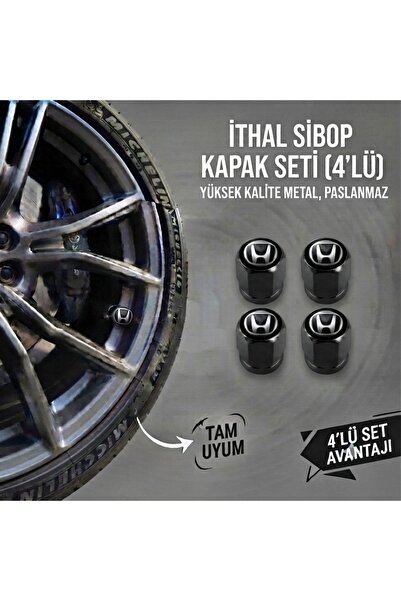 Aksefuar Lazer Honda Grubu ile Uyumlu Alüminyum Altıgen Sibop Kapak Seti (Siy...