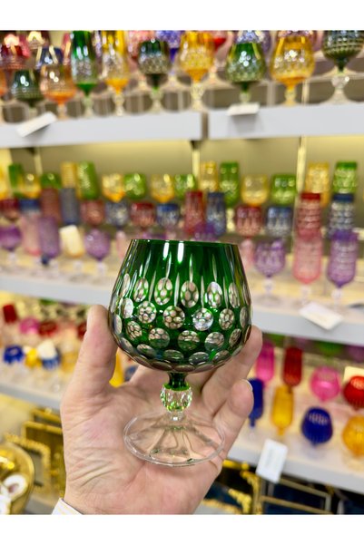 Vakıf home 1 Adet Bohemia Kristal Ayaklı El İşi Renkli Kahve Yanı Su Bardağı ...