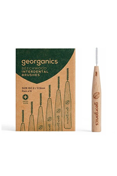 Georganics Periuțe interdentare din lemn de fag de 0,5 mm, 6 bucăți.