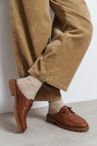 NİŞANTAŞI SHOES Fandy Taba Hakiki Deri Outdoor Bağcık Detay Kalın Taban Kadın...
