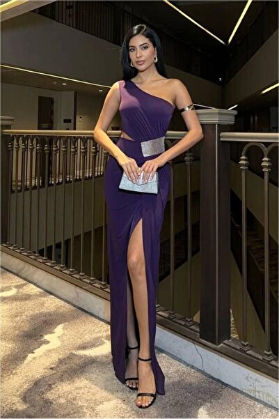 Şeker Portakalım Sandy Tek Balık Evening Dress Shoulder Fabric Dress Cut