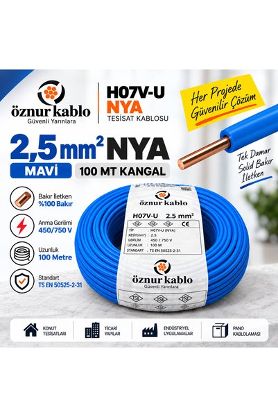 2.5mm Nya Kablo Mavi
