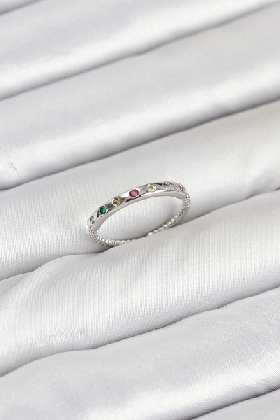 Lovesta Home Brass Silver Color Colorful Zircon Stone Women's Ring Tj-Byk3885