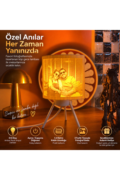 volereye Kişiye Özel Fotoğraflı Gece Lambası – Fotoğraf Baskılı Dekoratif Mas...