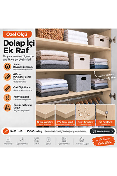 RAFKESTİR Özel Ölçü Suntalam Raf – Dolap İçi, Mutfak ve Kitaplık Rafı – Renk ...