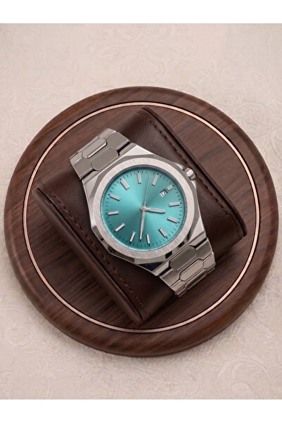 Mazzy ساعة يد رجالية من تيتان بريميوم مصنوعة من الفولاذ الفضي