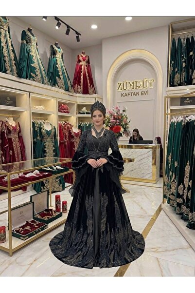 ZK ZÜMRÜT KAFTAN Siyah Kına Kaftanı
