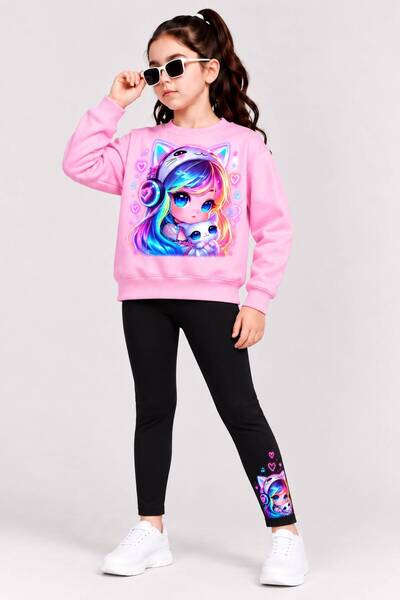 SİBELİZE Girl's Sweatshirt Leggings Set Cotton Flexible Comfortable Fit