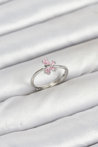 Lovesta Home Brass Silver Color Pink Women's Ring Tj-Byk3871