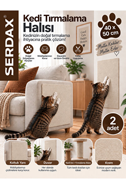 SERDAX Kedi Tırmalama Halısı Kendinden Yapışkanlı Koltuk Duvar Mobilya Koruma...
